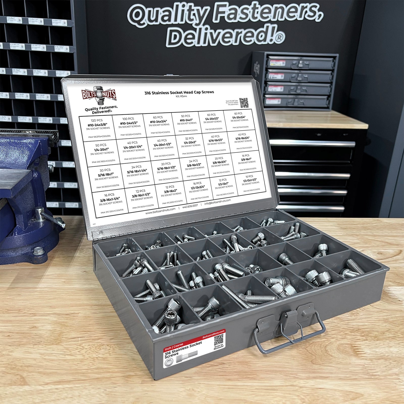 Inch 316 Stainless Steel Allen Socket Head Cap Screws Bolts Assortment - 905 PCS