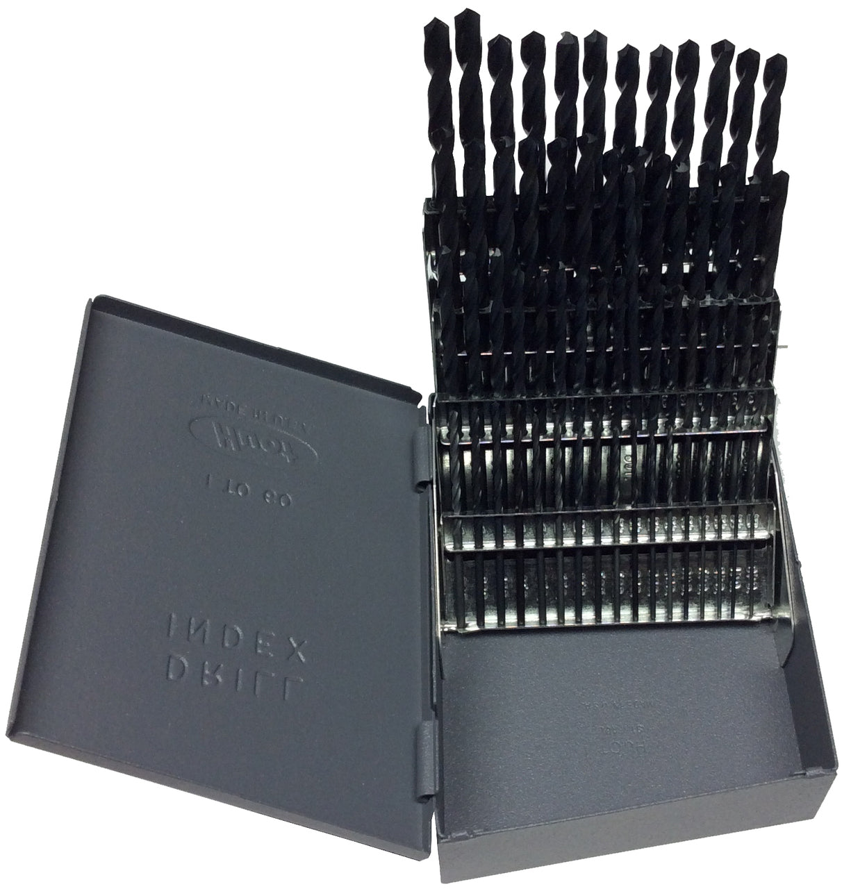 60 Piece HSS Polished Jobber Length Drill Bit Set, #1 - #60