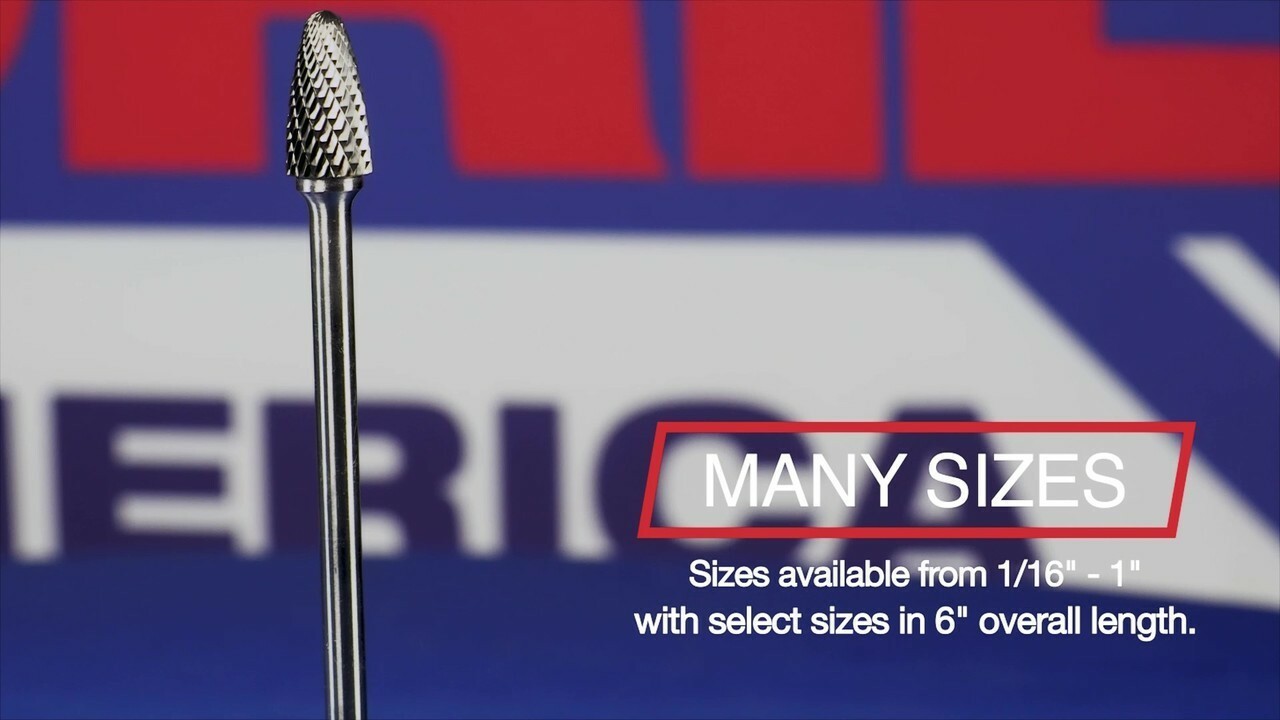 SA-5NF 1/2" X 1" Cylindrical Carbide Bur 1/4" Shank for Aluminum