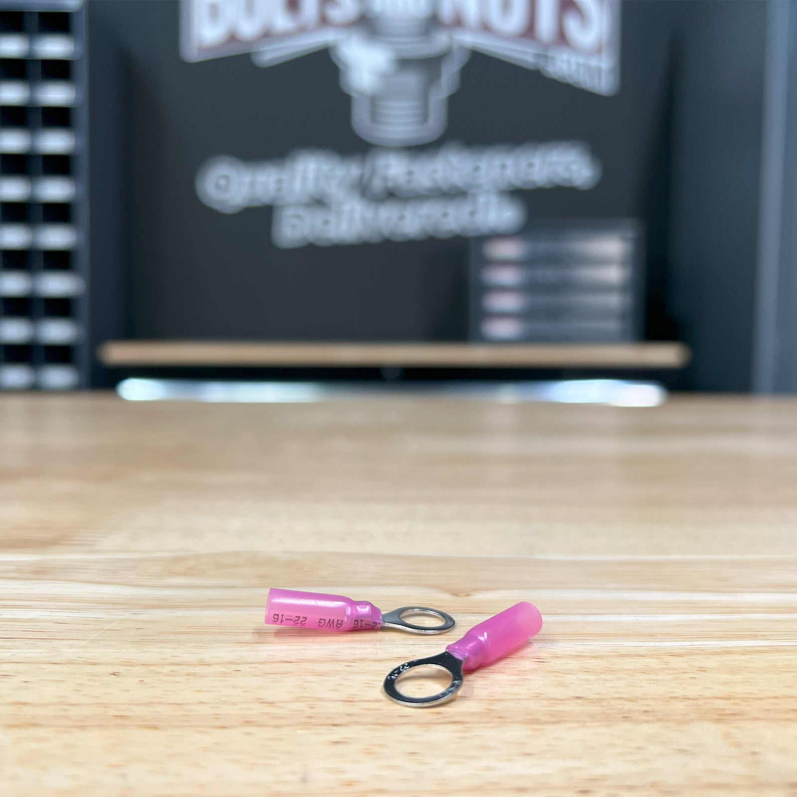 Red Heat Shrink Marine Grade 1/4" Diameter Ring Connectors, AWG 22-16