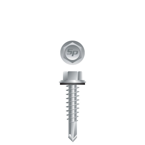 #12 Strong-Point Hex Washer Head w/Washer 12-14 x 1-1/4, Strong-Shield