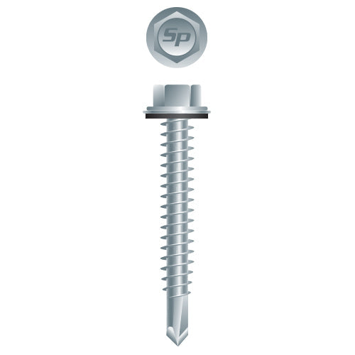 #10 Strong-Point Hex Washer Head w/Washer 10-16 x 1, Zinc