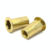 1/4-20 UNC (.027-.165) Steel Hex Rivet Nut Zinc Yellow