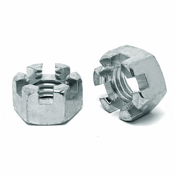 1/2"-13 Slotted Finished Hex Nuts Zinc Clear