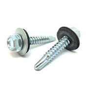 #12x1" Hex Washer Head #3 Point w/ Sealing Washer Drilling Sheet Metal Screws Zinc
