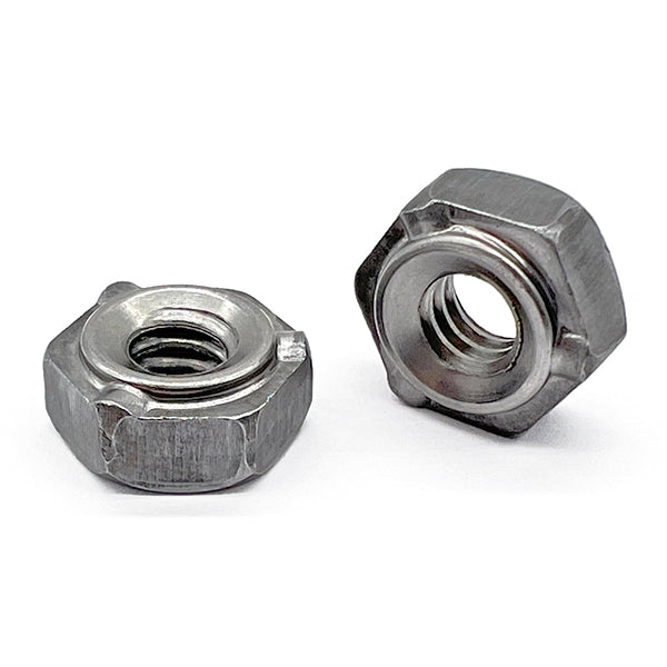 M12-1.75 3 Prong Long Pilot Hex Weld Nuts