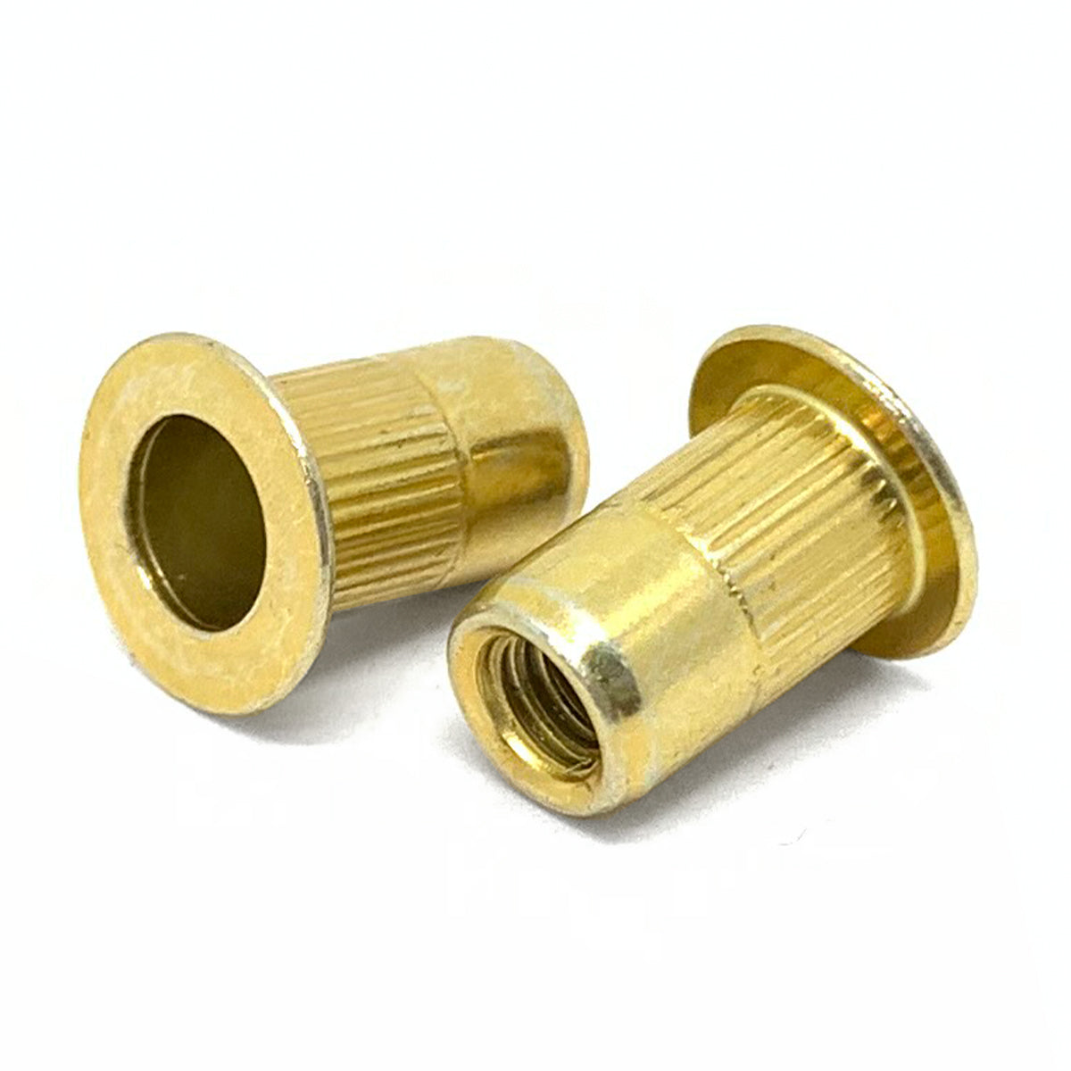 M5-0.8 L (.130-.225) Steel Large Flange Knurled Body Rivet Nut Zinc Yellow