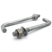 3/8"x10"x1-1/4"x1-3/4" L Shaped Anchor Bolts with Nuts and Washers Galvanized