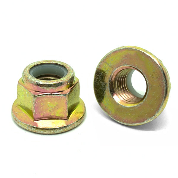 M6-1.0 Class 10 Nylon Insert Hex Flange Lock Nuts Zinc Yellow