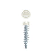 #8 SLT Strong-Point Hex Washer Head Painted White 8 x 1-1/2, 1/4 A.F., Zinc