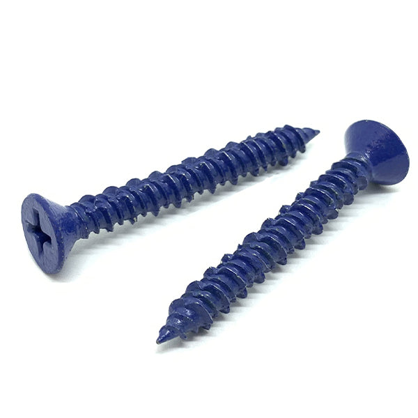1/4x3-1/4" Phillips Flat Head Concrete Screws Piercing Point Blue Finish