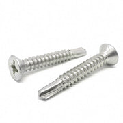 #6x1-1/2"  Stainless Steel Phillips Flat Head #2 Point Self Drilling Screws