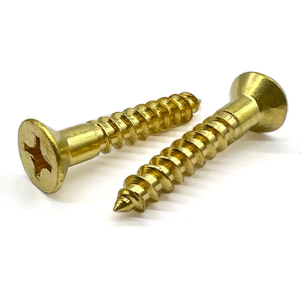 #6x1-1/4" Phillips Flat Head Wood Screws Brass