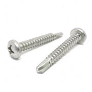 #8x2" Stainless Steel Phillips Pan Head #2 Point Self Drilling Screws