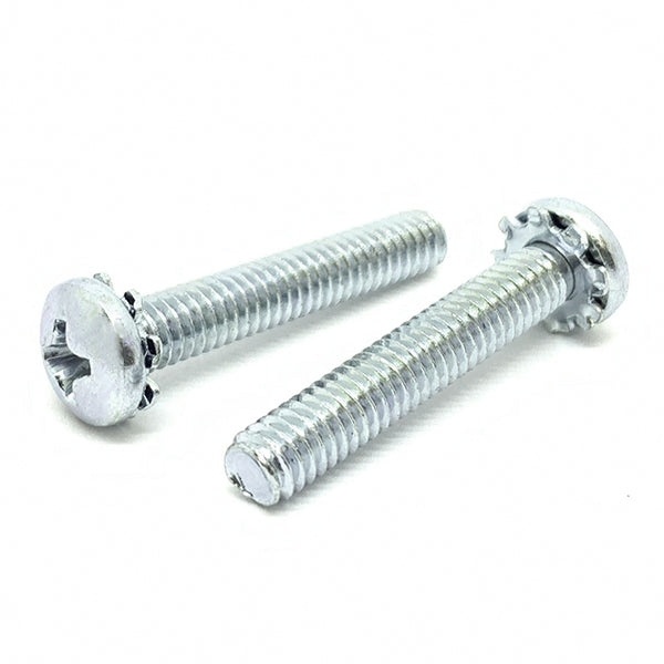 M3-0.5x12 External Tooth Sems Phillips Pan Head Machine Screws Steel Zinc
