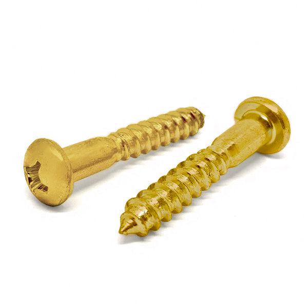 #8x1-3/4" Brass Phillips Round Head Wood Screws