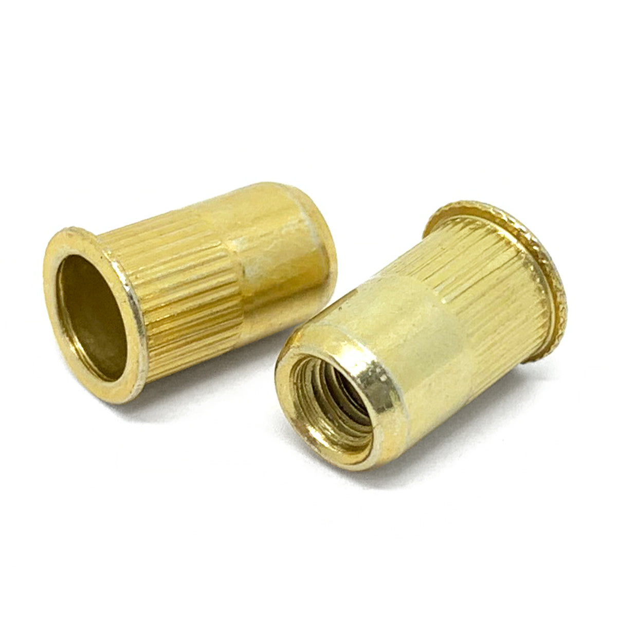 M6-1.0 L (.165-.260) Steel Small Flange Knurled Body Rivet Nut Zinc Yellow