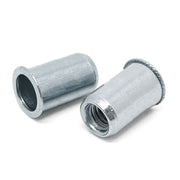 #6-32 (.020-.080) Steel Small Flange Smooth Body Rivet Nut Zinc Clear