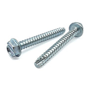 #8-18x5/8" Slotted Indent Hex Washer Head Type BT Thread Cutting Screws Zinc Clear