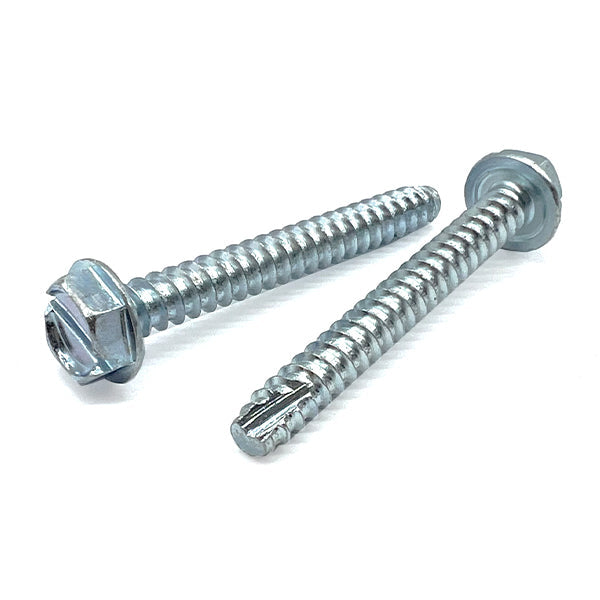 #6-20x1" Slotted Indent Hex Washer Head Type BT Thread Cutting Screws Zinc Clear