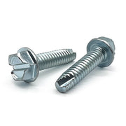 #8-32x1/2" Slotted Indent Hex Washer Head Type T Thread Cutting Screws Zinc Clear