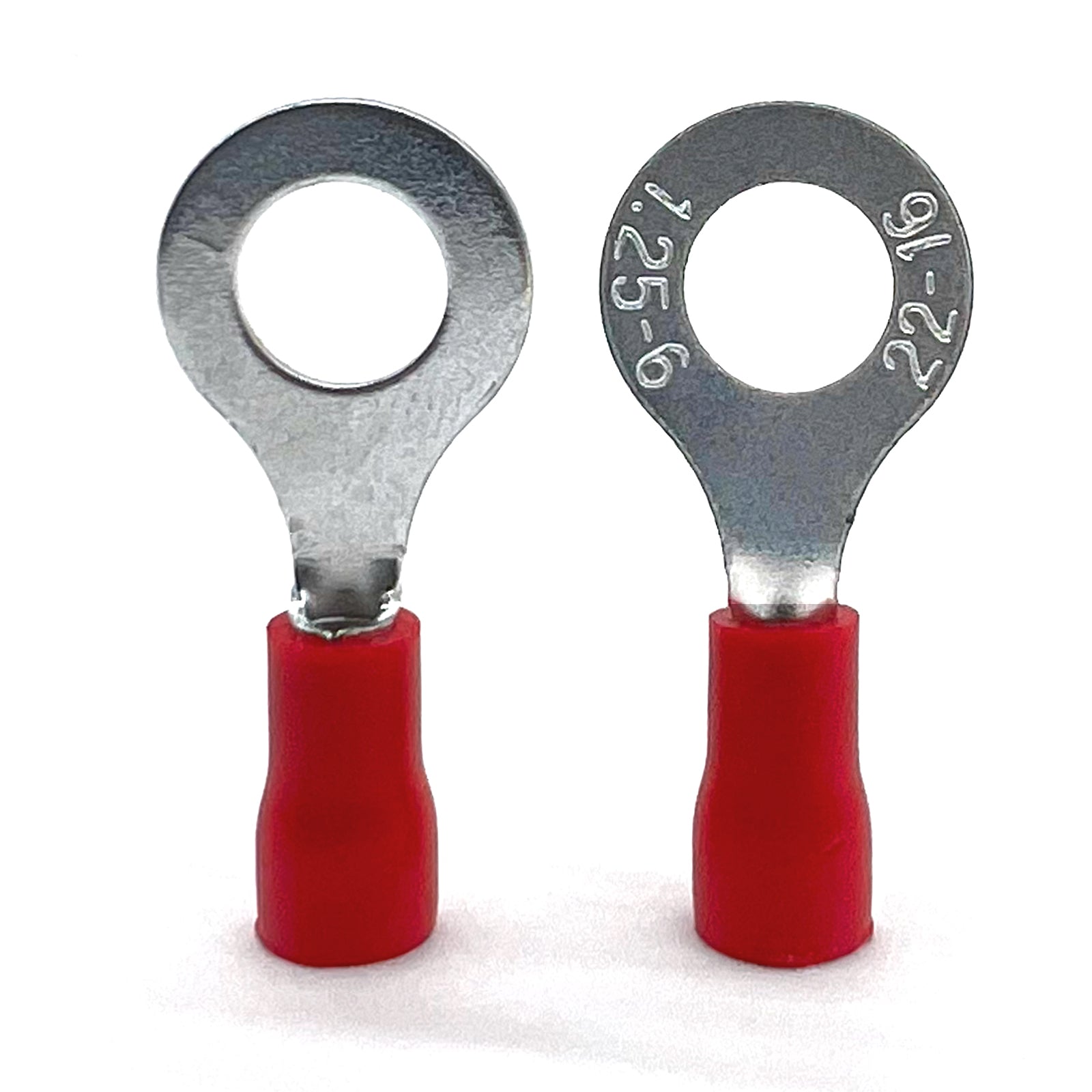 Red PVC/Vinyl #10 Diameter Ring Crimp Connector, AWG 22-16