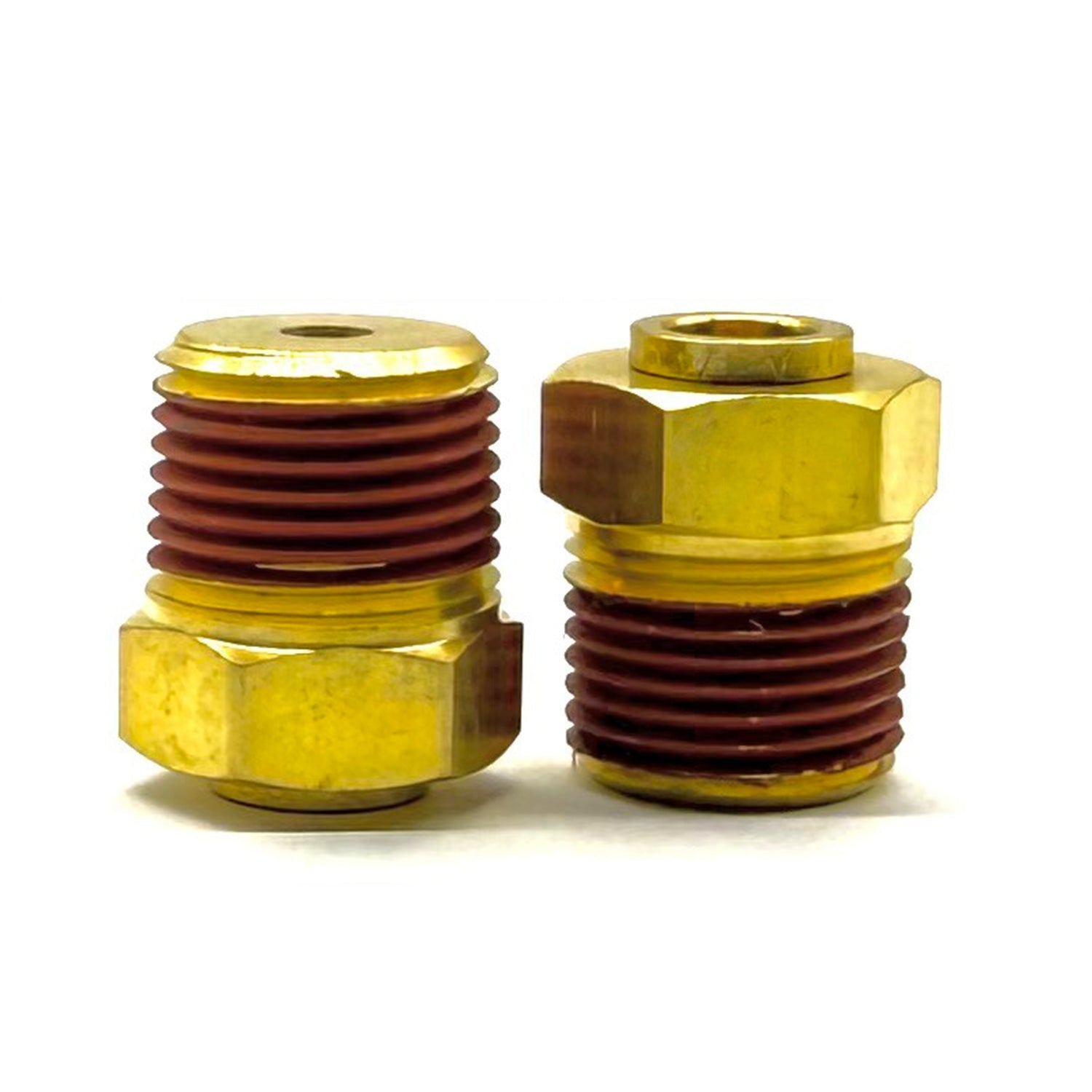 1/4" Tube to 1/4" NPT Straight Male Pipe Connector, Brass D.O.T. Push to Connect Air Brake Fitting with Red Acrylic Thread Sealant