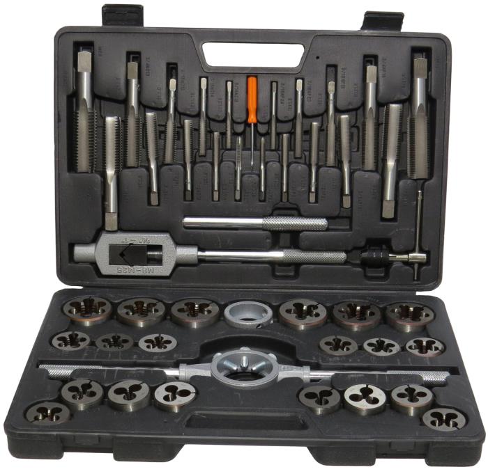 40 Piece #4-1/2" Carbon Steel Tap and Die Set with Hex Die