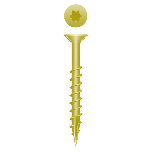 #10 Strong-Point Flat Head w/Nibs 10 x 4, T-25, Coarse, Type '17', Zinc Yellow