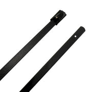 14.1" 150lb 316 Stainless Steel Zip Cable Tie Black Polyester Coated