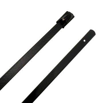 18" 150lb 316 Stainless Steel Zip Cable Tie Black Polyester Coated