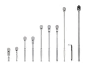 3/8 Inch Drive Non-Quick-Release Ratchet, L-Handle, and Breaker Bar Set (10-Piece)