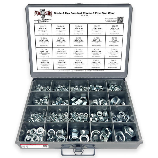 Grade A Hex Jam Nut Coarse & Fine Zinc Clear - 457 pcs