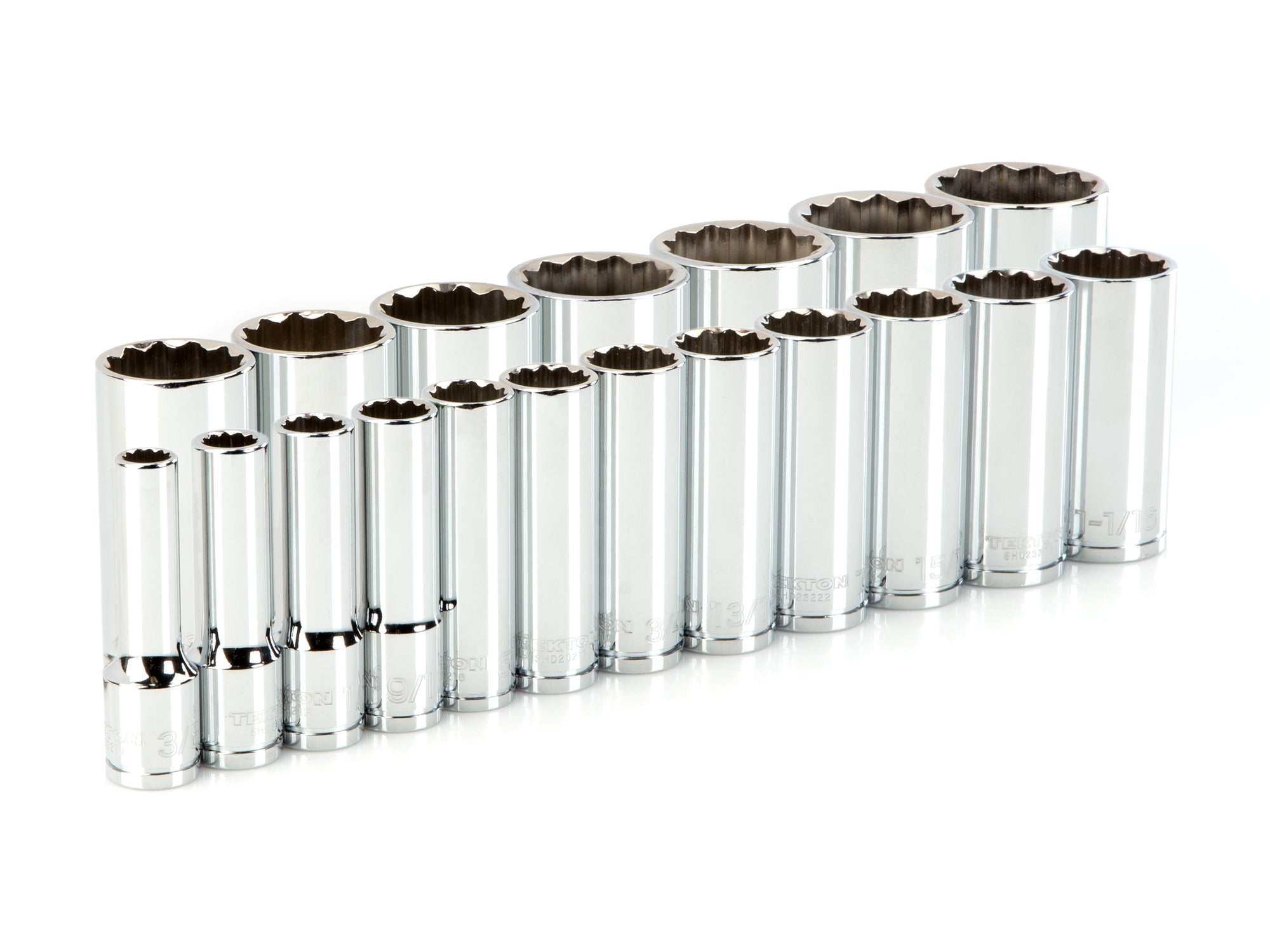 1/2 Inch Drive Deep 12-Point Socket Set, 19-Piece (3/8 - 1-1/2 in.)